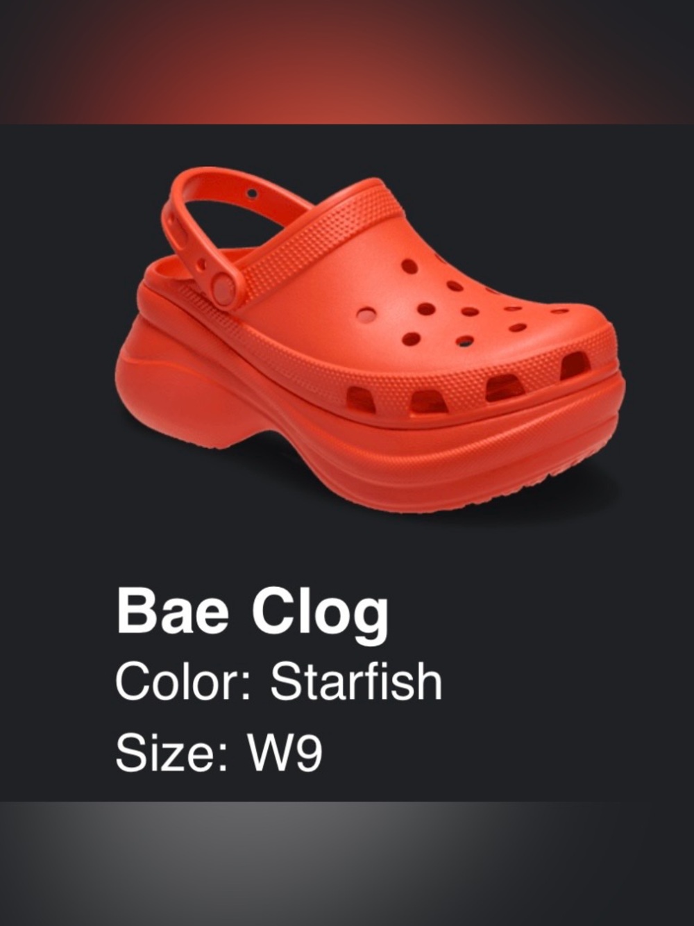 CROCS Bae Clog Platform in Starfish Red Orange 9